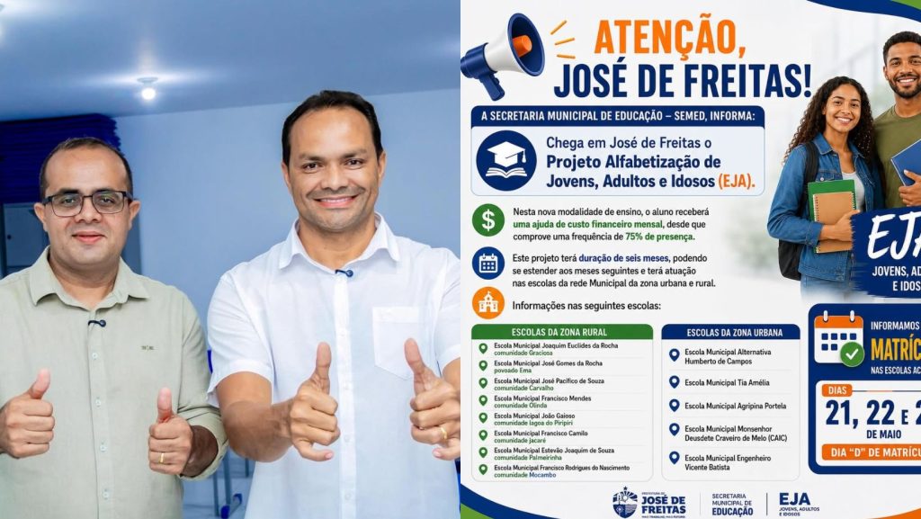 Secretário Rummenigge anuncia implantação do EJA em José de Freitas